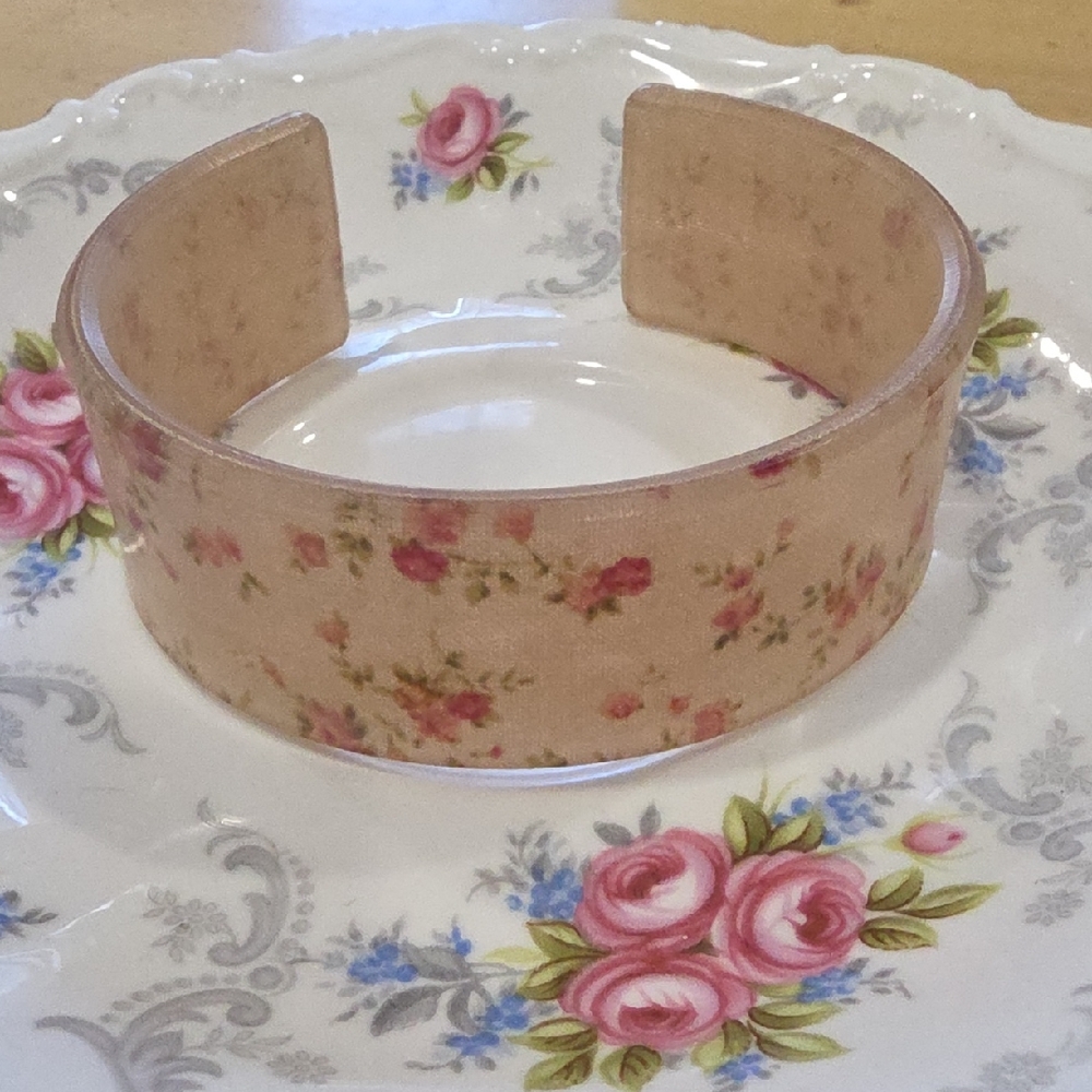Floral Beige Cuff Bracelet